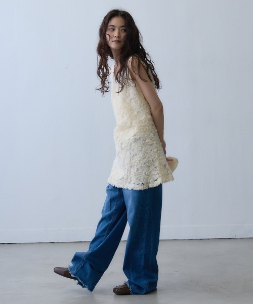 Clum（クルム）の「flower jacquard mini dress / フラワージャガードミニワンピース（チュニック・レディース・アイボリー・FREE）」の8枚目の写真