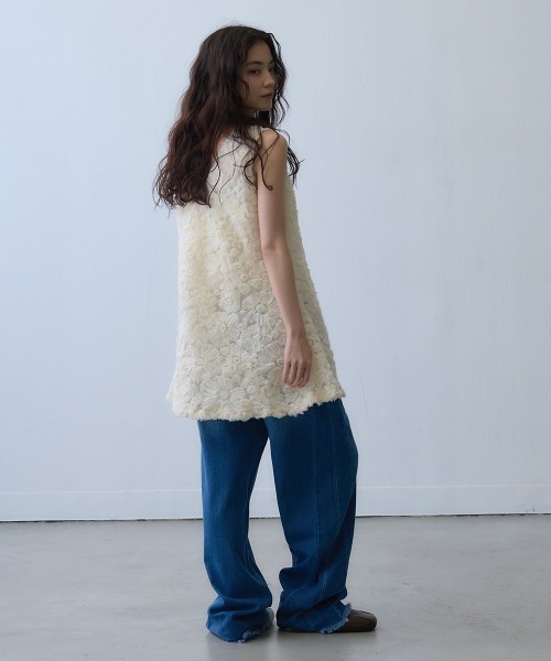 Clum（クルム）の「flower jacquard mini dress / フラワージャガードミニワンピース（チュニック・レディース・アイボリー・FREE）」の7枚目の写真