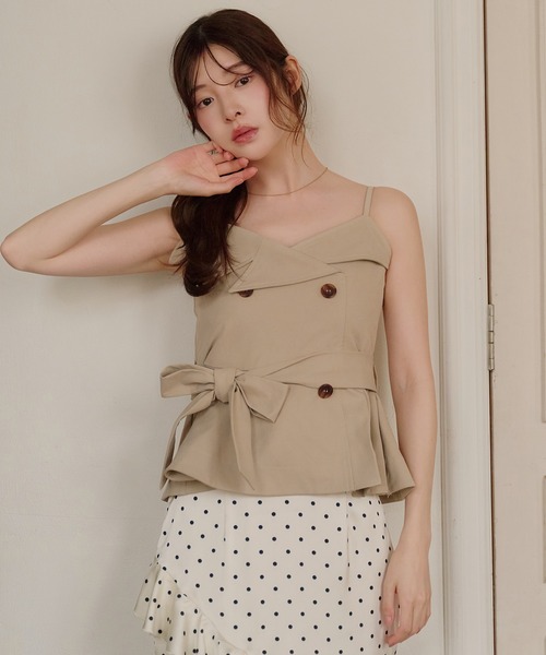 fupel(フぺル)の「trench cami tops / トレンチキャミトップス(キャミソール・レディース・ベージュ/カーキ・FREE)」の1枚目の写真