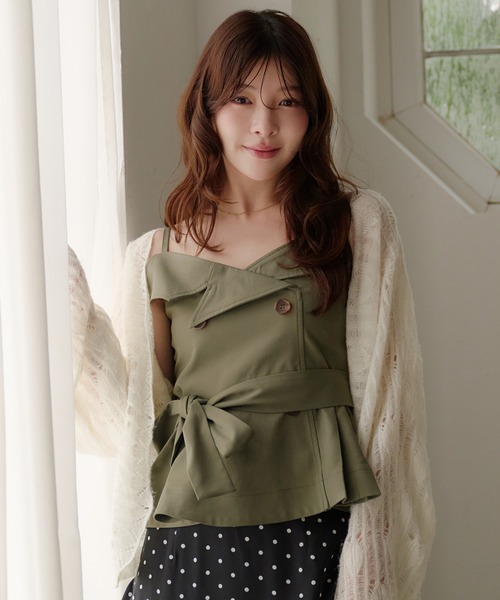 fupel(フぺル)の「trench cami tops / トレンチキャミトップス(キャミソール・レディース・ベージュ/カーキ・FREE)」の2枚目の写真