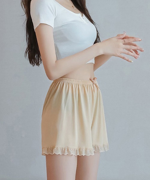 ONEP STAR(ワンピスター)の「レースリボンショートパンツ(デニムパンツ・レディース・ピンク/グリーン/グレー/ベージュ/ホワイト/ブラック・FREE)」の21枚目の写真