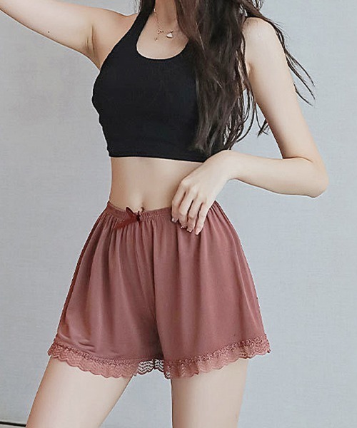 ONEP STAR(ワンピスター)の「レースリボンショートパンツ(デニムパンツ・レディース・ピンク/グリーン/グレー/ベージュ/ホワイト/ブラック・FREE)」の16枚目の写真