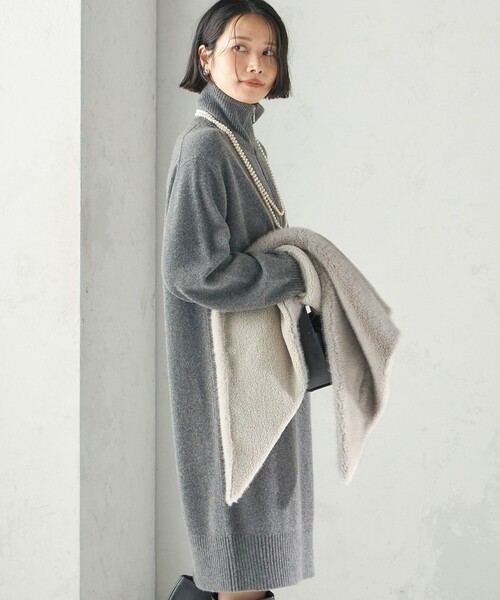 SHIPS(シップス)の「〈手洗い可能〉ウール カシミヤ ハーフジップ ワンピース(ワンピース・レディース・ブラウン/グレー・ONE SIZE)」の10枚目の写真