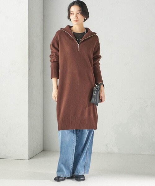 SHIPS(シップス)の「〈手洗い可能〉ウール カシミヤ ハーフジップ ワンピース(ワンピース・レディース・ブラウン/グレー・ONE SIZE)」の11枚目の写真