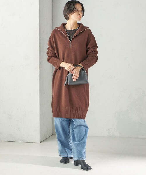 SHIPS(シップス)の「〈手洗い可能〉ウール カシミヤ ハーフジップ ワンピース(ワンピース・レディース・ブラウン/グレー・ONE SIZE)」の12枚目の写真