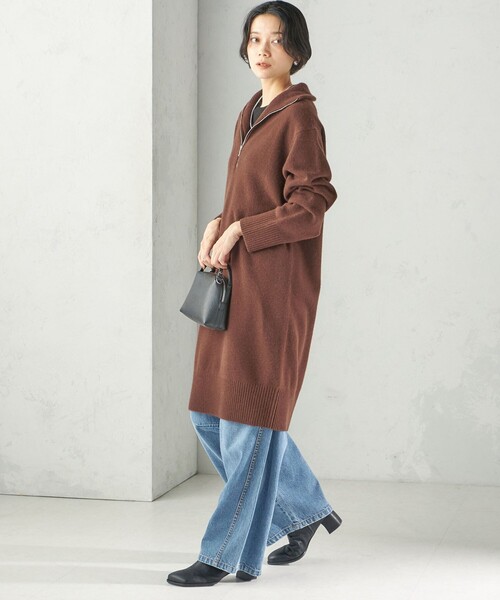 SHIPS(シップス)の「〈手洗い可能〉ウール カシミヤ ハーフジップ ワンピース(ワンピース・レディース・ブラウン/グレー・ONE SIZE)」の13枚目の写真