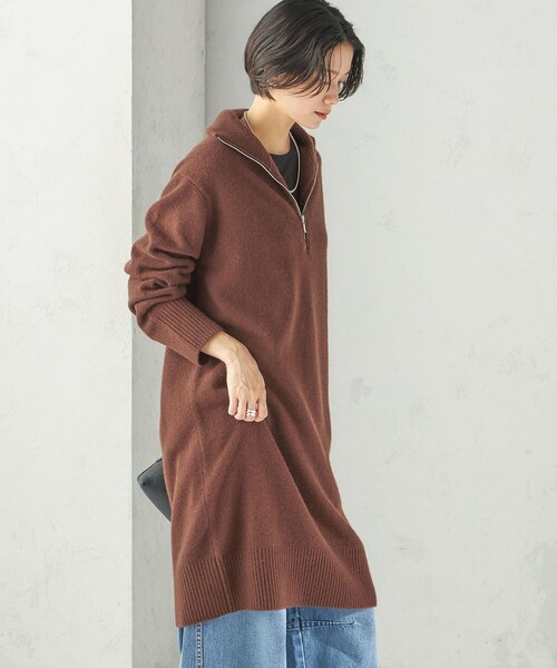 SHIPS(シップス)の「〈手洗い可能〉ウール カシミヤ ハーフジップ ワンピース(ワンピース・レディース・ブラウン/グレー・ONE SIZE)」の19枚目の写真