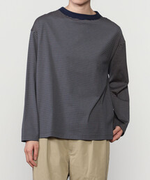 handvaerk | handvaerk | 60/2 ボトルネック長袖Tシャツ STRIPE WOMEN(Tシャツ/カットソー)