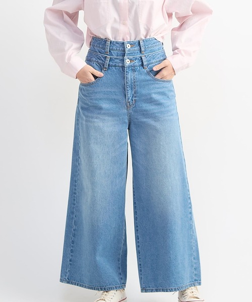 CONVERSE TOKYO(コンバーストウキョウ)の「【HL】DOUBLE WAIST WIDE DENIM PANTS(デニムパンツ・レディース・ブルー/グレー・M/S)」の2枚目の写真