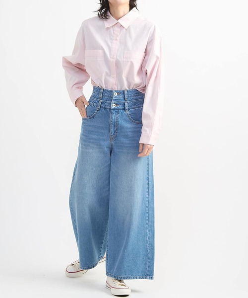 CONVERSE TOKYO(コンバーストウキョウ)の「【HL】DOUBLE WAIST WIDE DENIM PANTS(デニムパンツ・レディース・ブルー/グレー・M/S)」の3枚目の写真