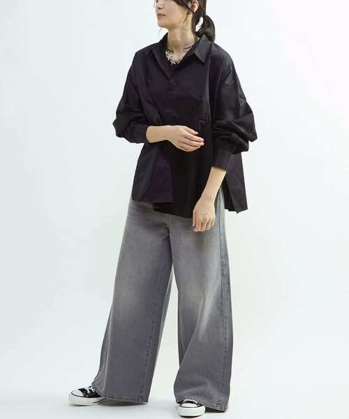 CONVERSE TOKYO(コンバーストウキョウ)の「【HL】DOUBLE WAIST WIDE DENIM PANTS(デニムパンツ・レディース・ブルー/グレー・M/S)」の13枚目の写真