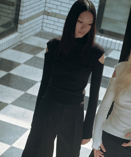 TELOPLAN(テーロプラン)の「【TELOPLAN】26SS新作 Elijah Knit Top / エライジャニットトップ(ニット/セーター・レディース・Black/White・ONE SIZE)」の6枚目の写真