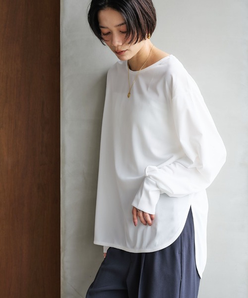 CROSS FUNCTION（クロスファンクション）の「《通気性》スムースレイヤードトップス【CROSS FUNCTION/クロスファンクション】（Tシャツ/カットソー・レディース・ブラック/アイボリー・L）」の2枚目の写真