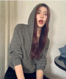 秋冬新作 韓国ファッションジャガード織ニットパーカー
