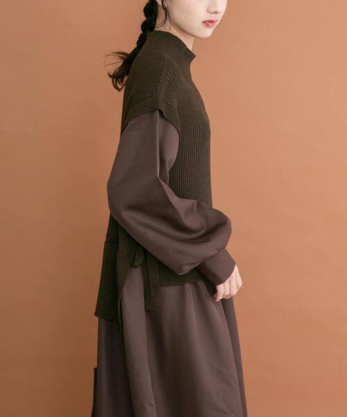ITEMS URBANRESEARCH（アイテムズ アーバンリサーチ）の「ニットベストドッキングワンピース（ワンピース・レディース・グレー系その他/チャコールグレー/ブラウン・FREE）」の3枚目の写真