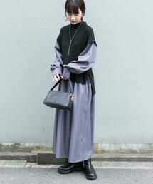 ニットベストドッキングワンピース