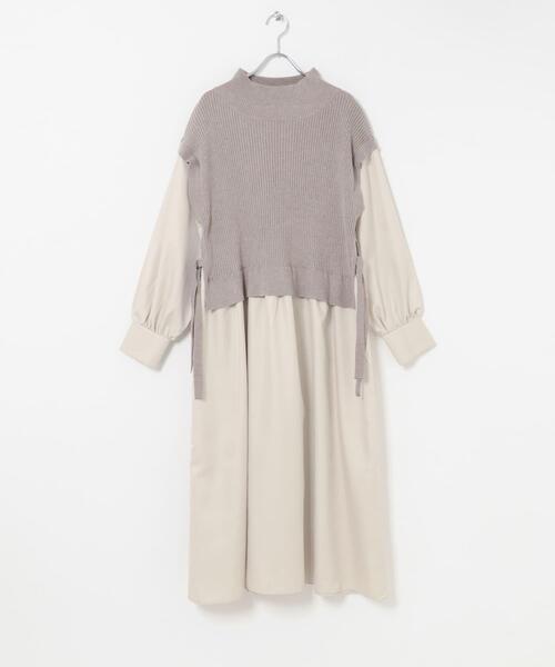 ITEMS URBANRESEARCH（アイテムズ アーバンリサーチ）の「ニットベストドッキングワンピース（ワンピース・レディース・グレー系その他/チャコールグレー/ブラウン・FREE）」の5枚目の写真