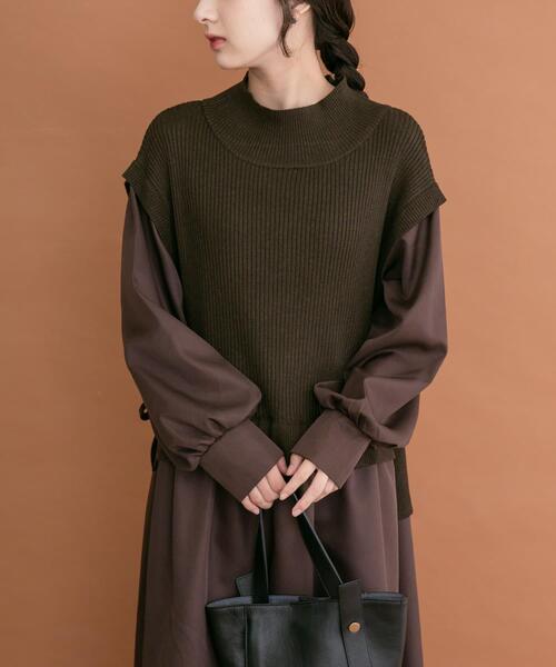 ITEMS URBANRESEARCH（アイテムズ アーバンリサーチ）の「ニットベストドッキングワンピース（ワンピース・レディース・グレー系その他/チャコールグレー/ブラウン・FREE）」の8枚目の写真