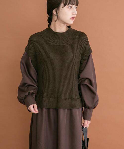 ITEMS URBANRESEARCH（アイテムズ アーバンリサーチ）の「ニットベストドッキングワンピース（ワンピース・レディース・グレー系その他/チャコールグレー/ブラウン・FREE）」の9枚目の写真