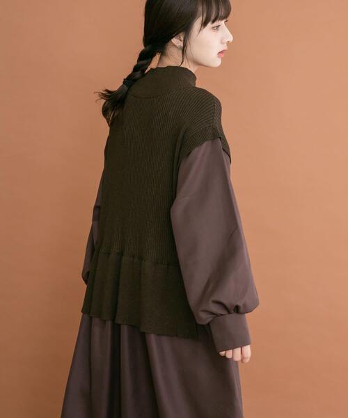ITEMS URBANRESEARCH（アイテムズ アーバンリサーチ）の「ニットベストドッキングワンピース（ワンピース・レディース・グレー系その他/チャコールグレー/ブラウン・FREE）」の10枚目の写真