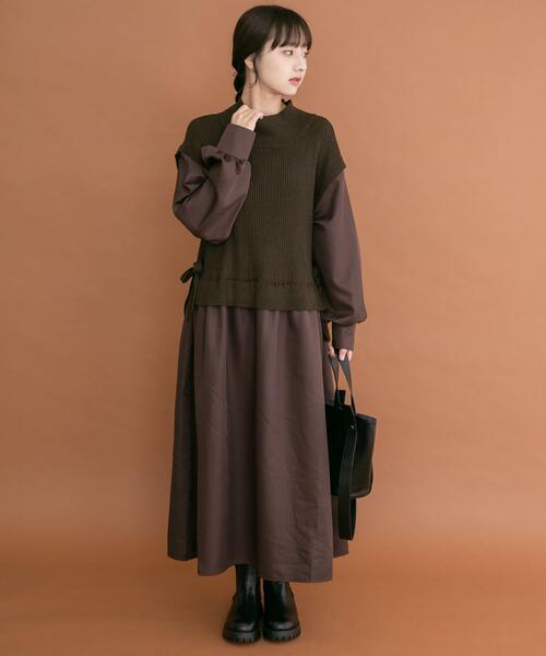 ITEMS URBANRESEARCH（アイテムズ アーバンリサーチ）の「ニットベストドッキングワンピース（ワンピース・レディース・グレー系その他/チャコールグレー/ブラウン・FREE）」の13枚目の写真