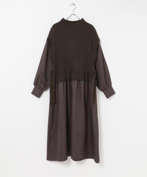 ITEMS URBANRESEARCH（アイテムズ アーバンリサーチ）の「ニットベストドッキングワンピース（ワンピース・レディース・グレー系その他/チャコールグレー/ブラウン・FREE）」の14枚目の写真