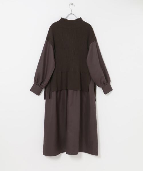 ITEMS URBANRESEARCH（アイテムズ アーバンリサーチ）の「ニットベストドッキングワンピース（ワンピース・レディース・グレー系その他/チャコールグレー/ブラウン・FREE）」の16枚目の写真