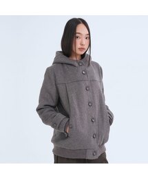 ピンタックファーフーディーコート チャコール