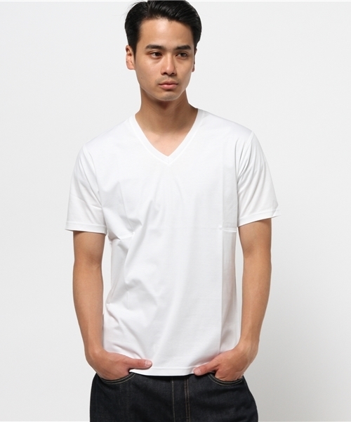 MEN'S BIGI（メンズビギ）の「半袖スムースＴ/JAPAN MADE（Tシャツ/カットソー・メンズ・カーキ/ネイビー/ホワイト・L/M/S）」の2枚目の写真