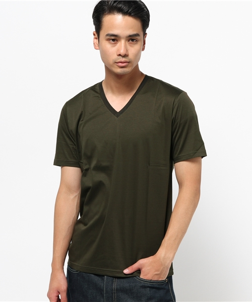 MEN'S BIGI（メンズビギ）の「半袖スムースＴ/JAPAN MADE（Tシャツ/カットソー・メンズ・カーキ/ネイビー/ホワイト・L/M/S）」の3枚目の写真