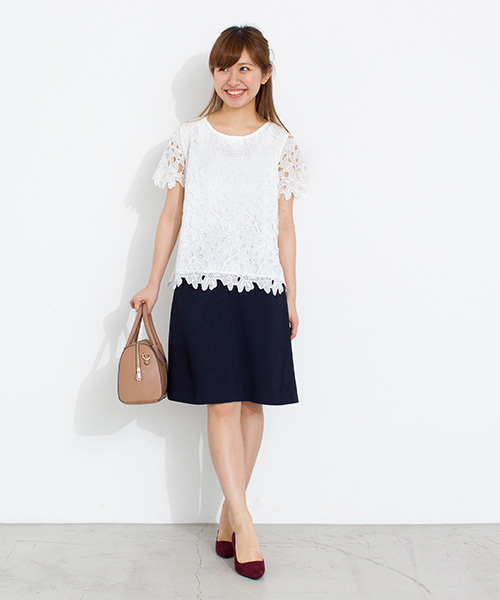 NATURAL BEAUTY BASIC（ナチュラルビューティーベーシック）の「ケミカルレースプルオーバー（シャツ/ブラウス・レディース・ダークベージュ/ネイビー/ホワイト系その他・MEDIUM）」の17枚目の写真