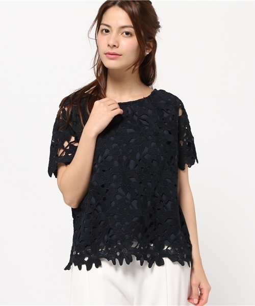 NATURAL BEAUTY BASIC（ナチュラルビューティーベーシック）の「ケミカルレースプルオーバー（シャツ/ブラウス・レディース・ダークベージュ/ネイビー/ホワイト系その他・MEDIUM）」の12枚目の写真