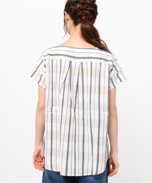 LBC（エルビーシー）の「コットンリネンランダムストライププルオーバー     （シャツ/ブラウス・レディース・グレー/ネイビー/オフホワイト・MEDIUM）」の6枚目の写真