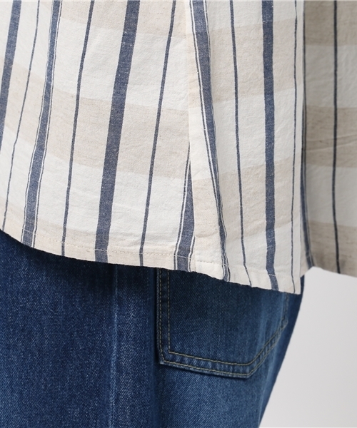 LBC（エルビーシー）の「コットンリネンランダムストライププルオーバー     （シャツ/ブラウス・レディース・グレー/ネイビー/オフホワイト・MEDIUM）」の9枚目の写真