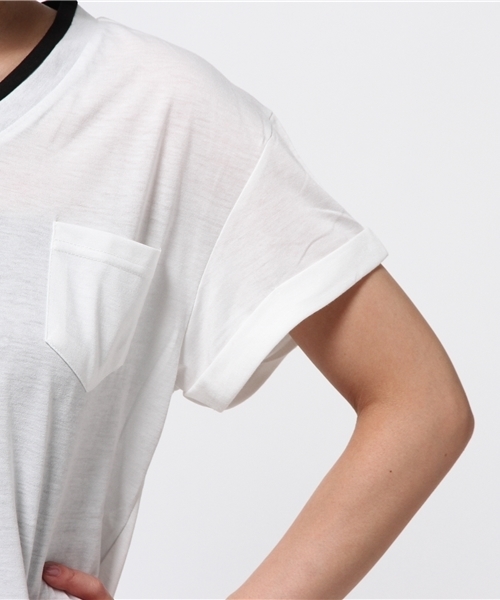 VENCEEXCHANGE（ヴァンスエクスチェンジ）の「バンダナ裾ロゴTシャツ（Tシャツ/カットソー・レディース・オフホワイト/ブラック・MEDIUM）」の10枚目の写真