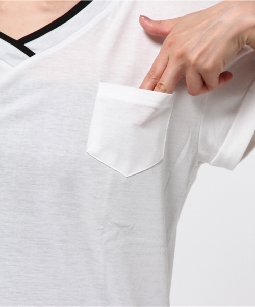 VENCEEXCHANGE（ヴァンスエクスチェンジ）の「バンダナ裾ロゴTシャツ（Tシャツ/カットソー・レディース・オフホワイト/ブラック・MEDIUM）」の3枚目の写真