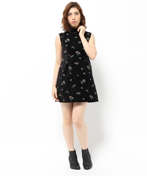 SLY（スライ）の「VELVET FLOWER STAND OP（ワンピース・レディース・イエロー系その他/ブラック/ダークグリーン・1/2）」の7枚目の写真