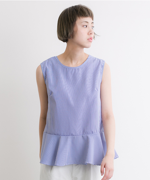 MERLOT（メルロー）の「ストライプぺプラム×ニットプルオーバーアンサンブル9058（ニット/セーター・レディース・ブラック/ネイビー/オフホワイト/グレー・FREE）」の6枚目の写真