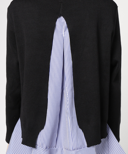 MERLOT（メルロー）の「ストライプぺプラム×ニットプルオーバーアンサンブル9058（ニット/セーター・レディース・ブラック/ネイビー/オフホワイト/グレー・FREE）」の11枚目の写真