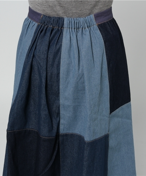 MERLOT（メルロー）の「リメイク風パッチワークデニムスカート 2218（デニムスカート・レディース・ブルー・FREE）」の5枚目の写真