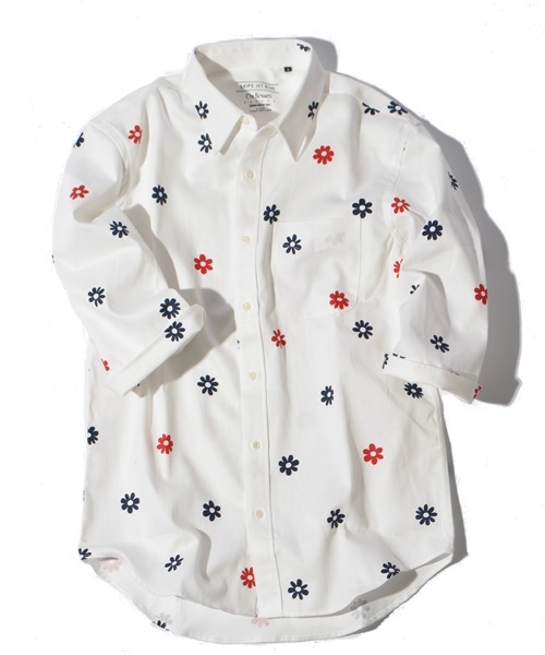 SHIPS JET BLUE（シップスジェットブルー）の「SHIPS JET BLUE: フラワープリント 7スリーブシャツ◇（シャツ/ブラウス・メンズ・ホワイト/ホワイト系その他/ブルー/ブルー系その他/ネイビー・MEDIUM/SMALL/LARGE/X-LARGE）」の3枚目の写真