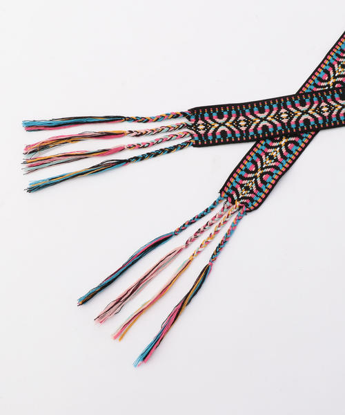 Khaju（カージュ）の「Khaju:チロリアンベルト２（ベルト・レディース・ブラック/ピンク系その他/ホワイト・ONE SIZE）」の4枚目の写真