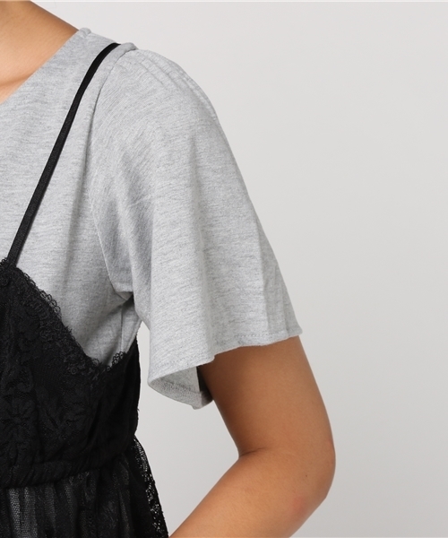 earth music&ecology（アースミュージックアンドエコロジー）の「SET2点 レースキャミ+プルオーバー（Tシャツ/カットソー・レディース・ブラック/マスタード/バーガンディー・FREE）」の8枚目の写真