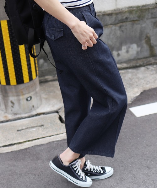 reca（レカ）の「美脚ラインワイドパンツ◇センタープレスワイドデニワイドパンツ（デニムパンツ・レディース・ブルー/ブルー系その他・LL/S/M/L）」の2枚目の写真