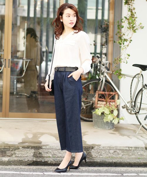 reca（レカ）の「美脚ラインワイドパンツ◇センタープレスワイドデニワイドパンツ（デニムパンツ・レディース・ブルー/ブルー系その他・LL/S/M/L）」の13枚目の写真