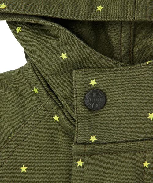 X-girl Stages(エックスガールステージス)の「STAR PRINTED MODS JACKET (4T~7T)(モッズコート・キッズ・オリーブ/ネイビー・4T/5T/6T/7T)」の3枚目の写真