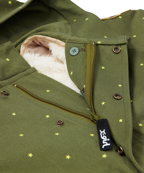 X-girl Stages(エックスガールステージス)の「STAR PRINTED MODS JACKET (4T~7T)(モッズコート・キッズ・オリーブ/ネイビー・4T/5T/6T/7T)」の4枚目の写真