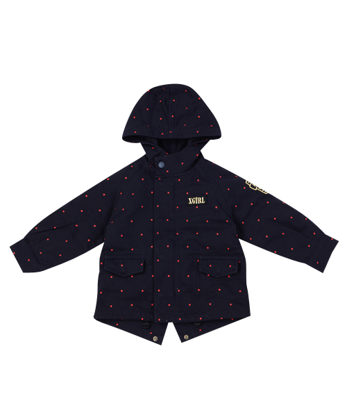 X-girl Stages(エックスガールステージス)の「STAR PRINTED MODS JACKET (4T~7T)(モッズコート・キッズ・オリーブ/ネイビー・4T/5T/6T/7T)」の11枚目の写真