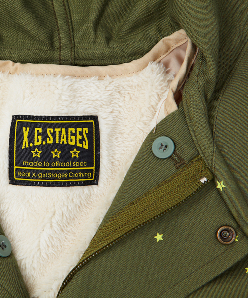 X-girl Stages(エックスガールステージス)の「STAR PRINTED MODS JACKET (4T~7T)(モッズコート・キッズ・オリーブ/ネイビー・4T/5T/6T/7T)」の13枚目の写真