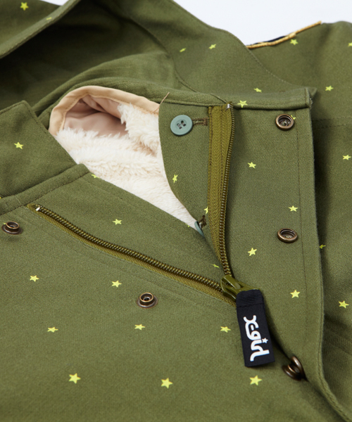 X-girl Stages(エックスガールステージス)の「STAR PRINTED MODS JACKET (4T~7T)(モッズコート・キッズ・オリーブ/ネイビー・4T/5T/6T/7T)」の14枚目の写真